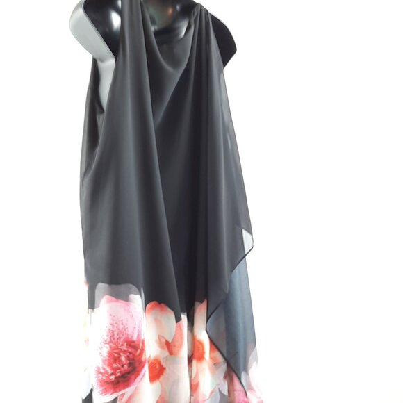 Plus Size 14 Elegant Sheer Floral  Party Tunic Midi Sheer  Dress (PP 21” ) - Picture 4 of 10